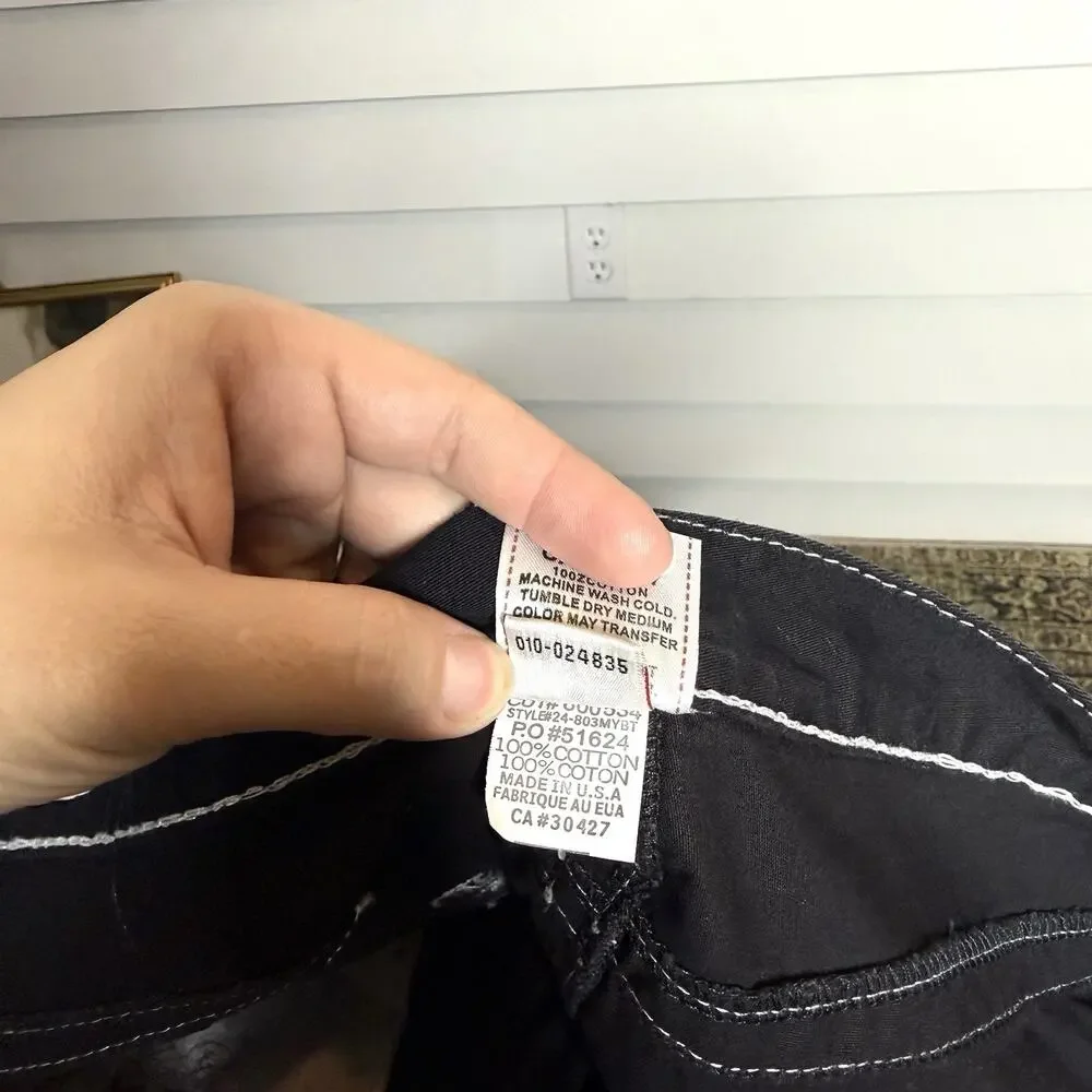True Religion JOEY Super T Big Flap Pocket Black Shorts Men's 42 NWT